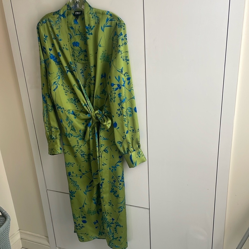 Green Floral Wrap Dress